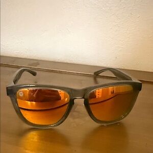 Knockaround Men's Gray Frame Sunglasses with Orange Mirrored Lenses
